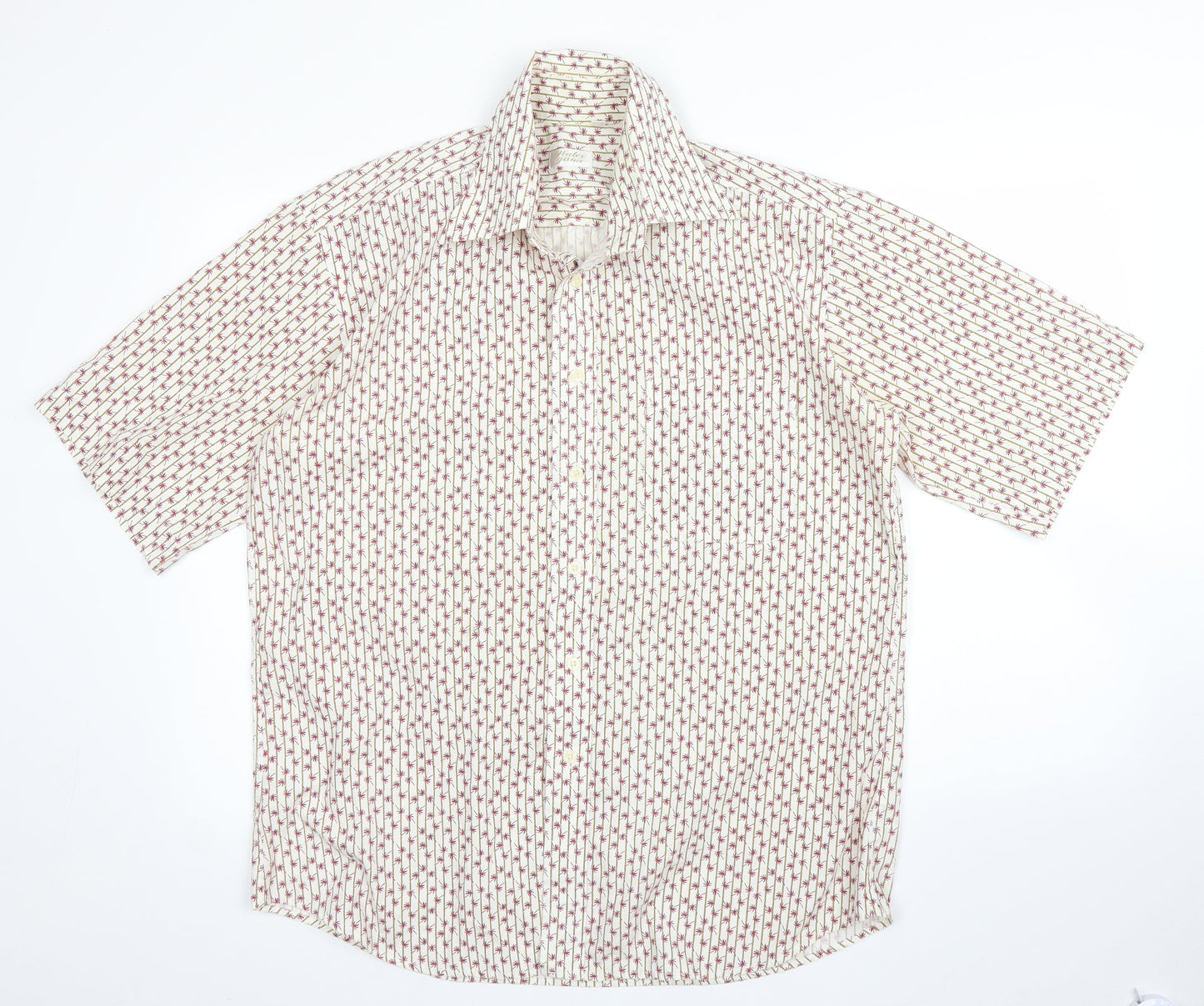 Water Game Mens White Striped   Button-Up Size L