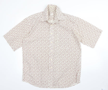 Water Game Mens White Striped   Button-Up Size L