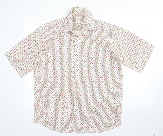 Water Game Mens White Striped   Button-Up Size L