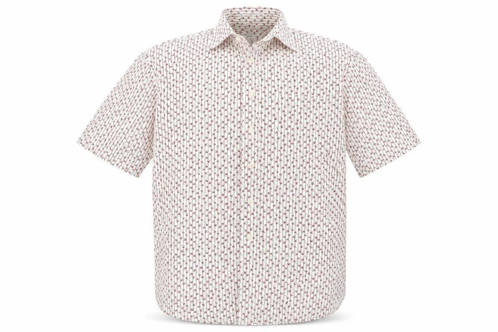 Mens UK Size L Water Game White  Button-Up Short Sleeve Casual Shirt