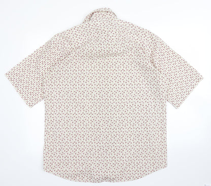 Water Game Mens White Striped   Button-Up Size L