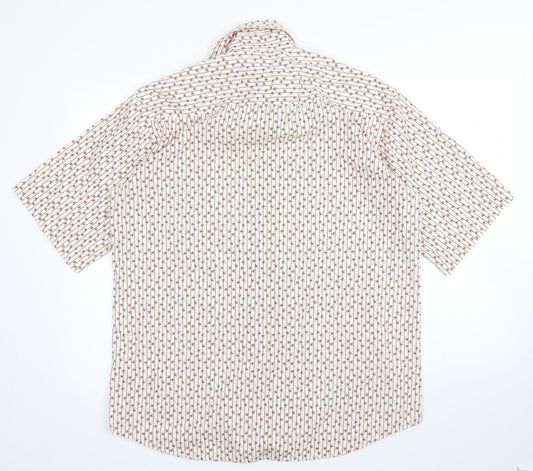 Water Game Mens White Striped   Button-Up Size L