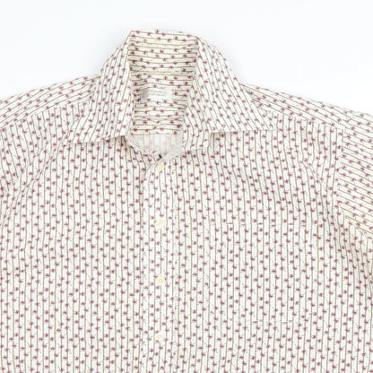 Water Game Mens White Striped   Button-Up Size L