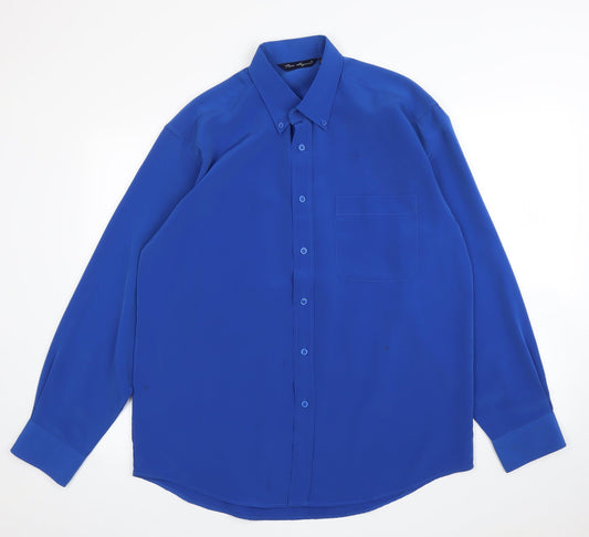 Tom Hagan Mens Blue    Button-Up Size L