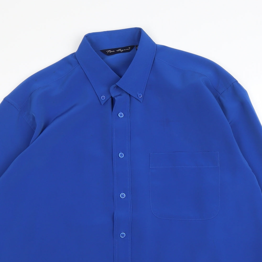 Tom Hagan Mens Blue    Button-Up Size L