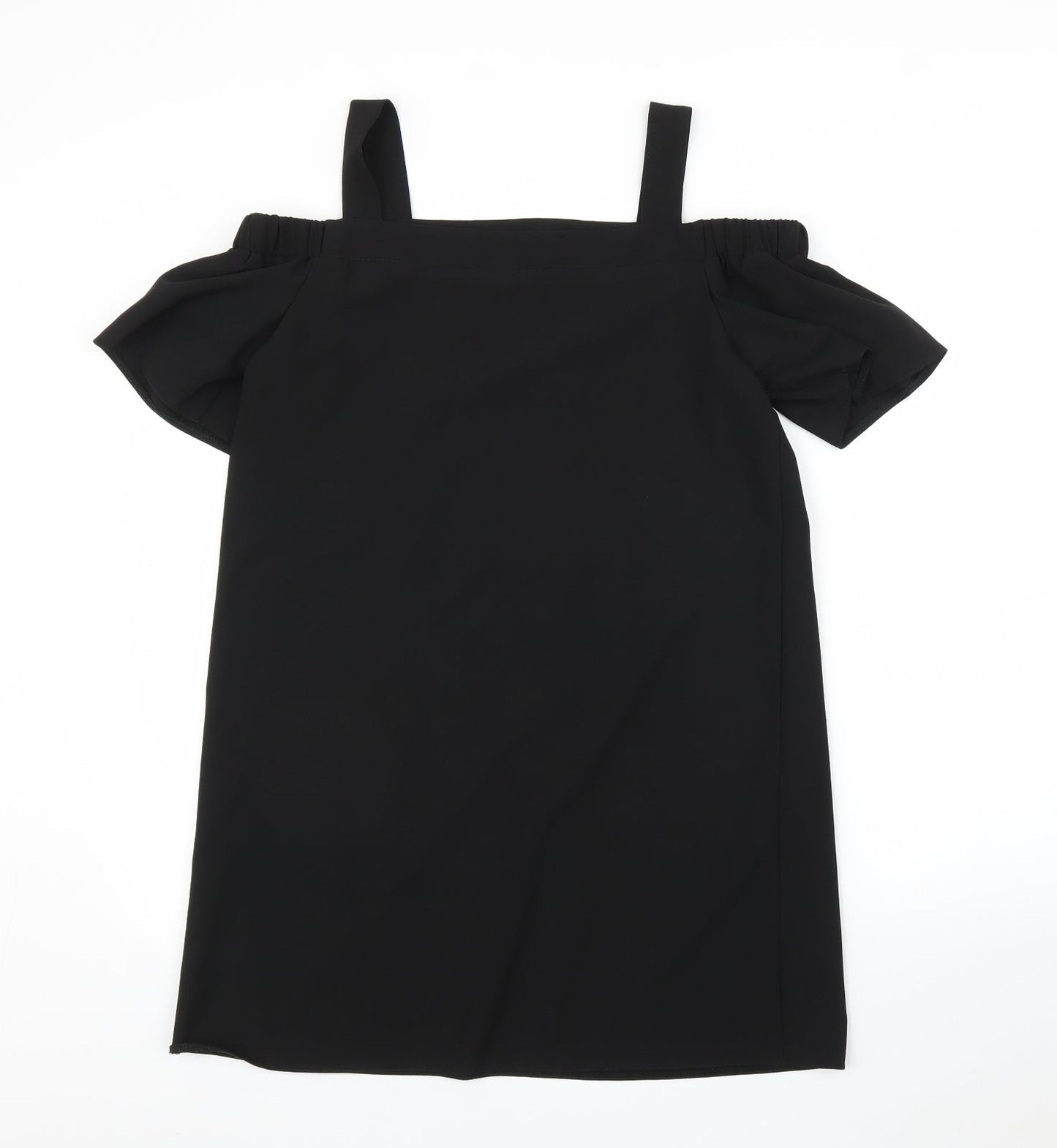 Womens UK Size L Preworn Black Tunic Blouse