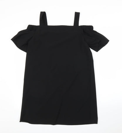 Womens UK Size L Preworn Black Tunic Blouse