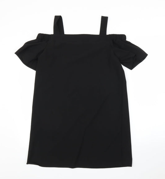 Womens UK Size L Preworn Black Tunic Blouse