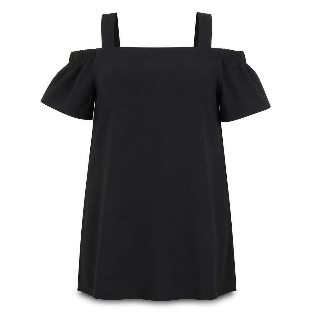Womens UK Size L Preworn Black Tunic Blouse