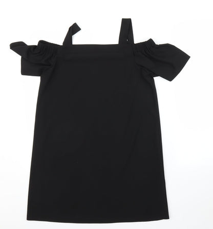 Womens UK Size L Preworn Black Tunic Blouse