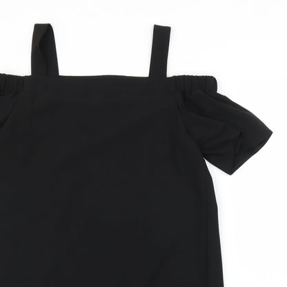 Womens UK Size L Preworn Black Tunic Blouse