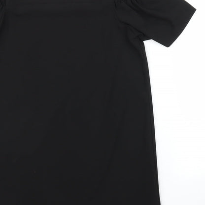Womens UK Size L Preworn Black Tunic Blouse