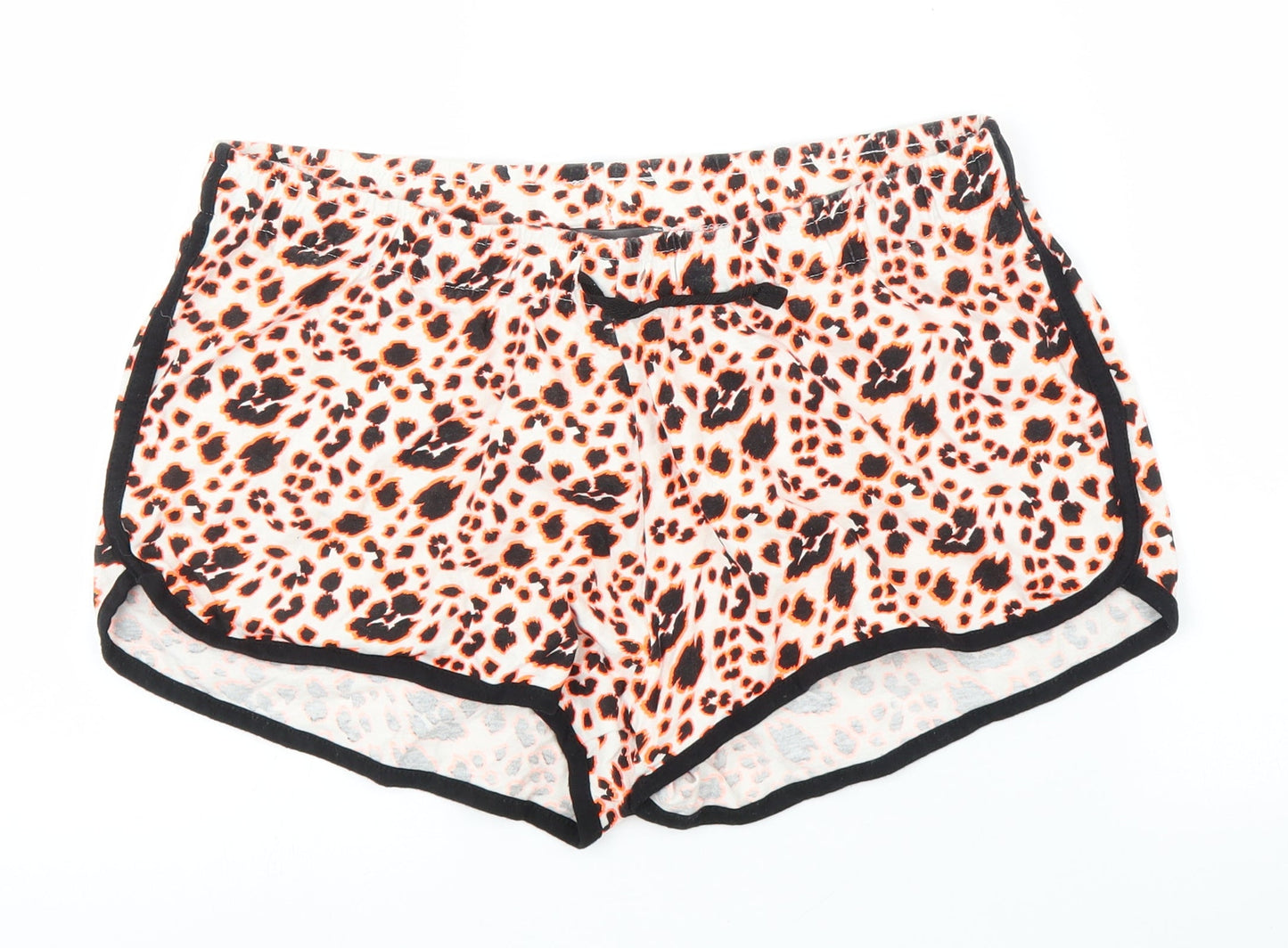 Primark Womens Orange Animal Print  Cut-Off Shorts Size M - Leopard print