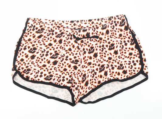 Primark Womens Orange Animal Print  Cut-Off Shorts Size M - Leopard print