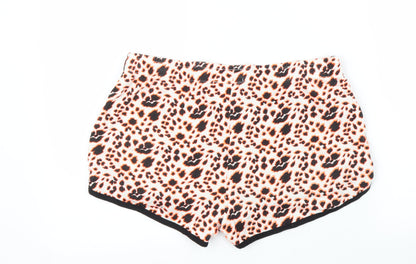 Primark Womens Orange Animal Print  Cut-Off Shorts Size M - Leopard print