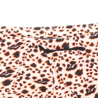 Primark Womens Orange Animal Print  Cut-Off Shorts Size M - Leopard print