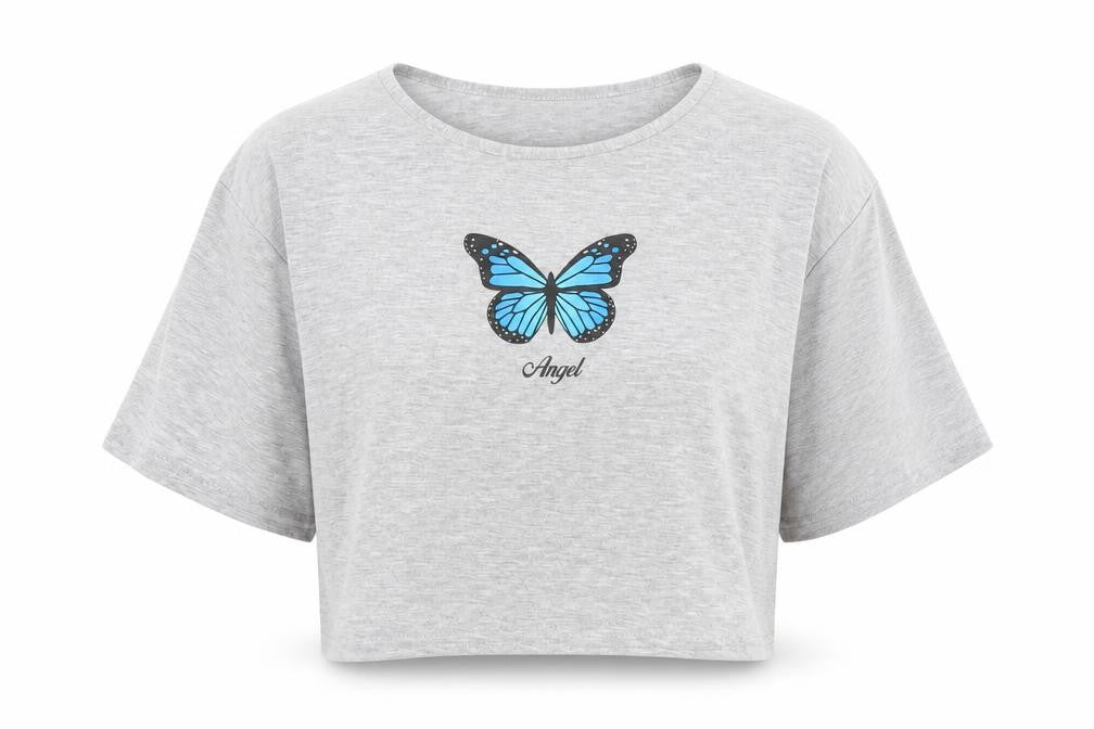 Womens UK Size 8 I SAW IT FIRST Grey Cropped T-Shirt