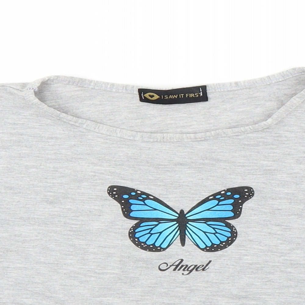 I SAW IT FIRST Womens Grey   Cropped T-Shirt Size 8