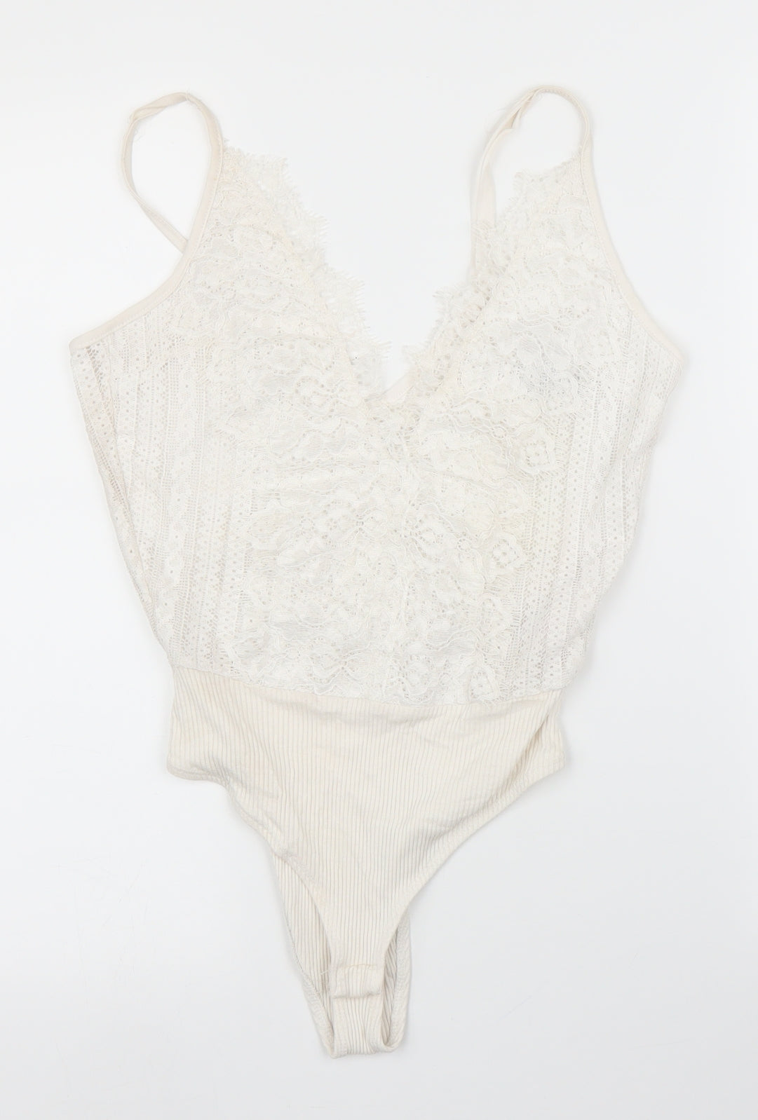 Primark Womens White Floral  Leotard One-Piece Size 10