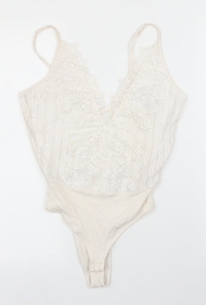 Primark Womens White Floral  Leotard One-Piece Size 10