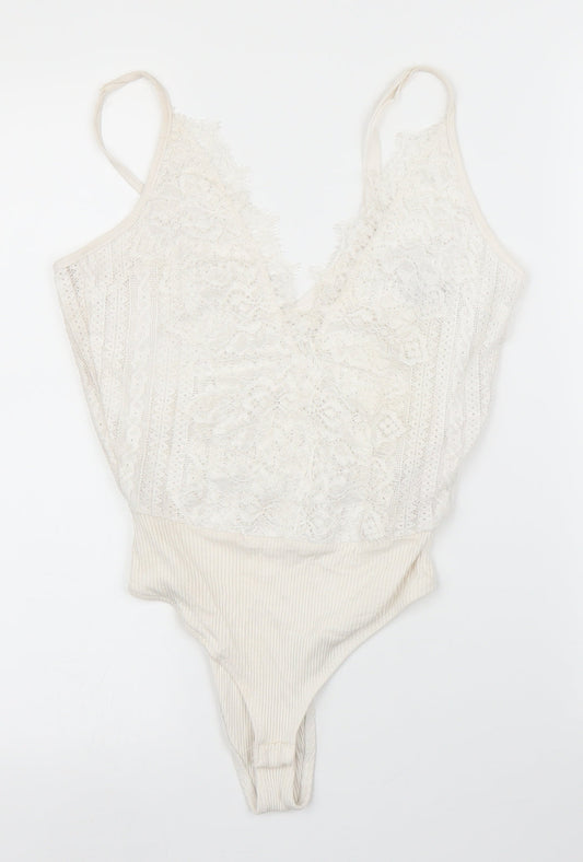 Primark Womens White Floral  Leotard One-Piece Size 10