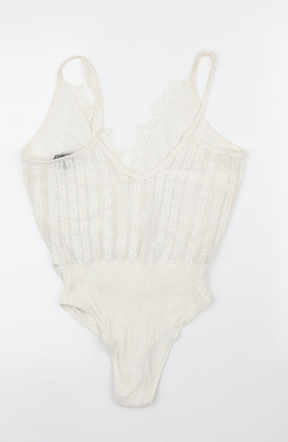 Primark Womens White Floral  Leotard One-Piece Size 10