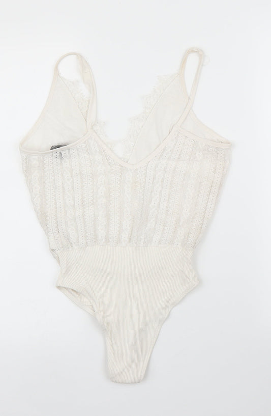 Primark Womens White Floral  Leotard One-Piece Size 10