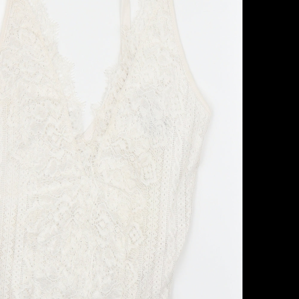 Primark Womens White Floral  Leotard One-Piece Size 10