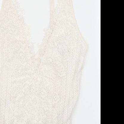 Primark Womens White Floral  Leotard One-Piece Size 10
