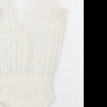 Primark Womens White Floral  Leotard One-Piece Size 10