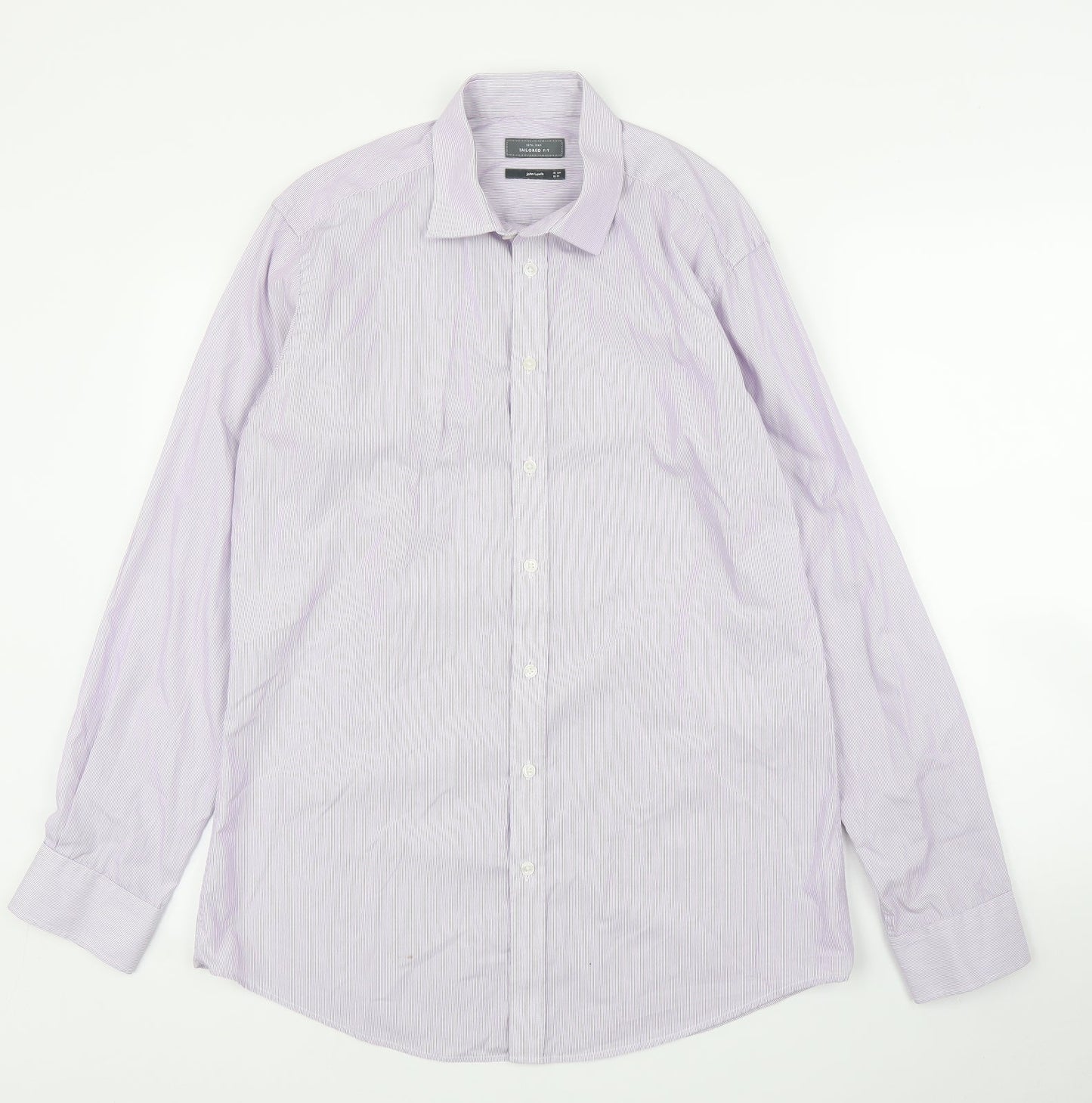 Mens UK Size 16 John Lewis Purple  Button-Up Long Sleeve Casual Shirt
