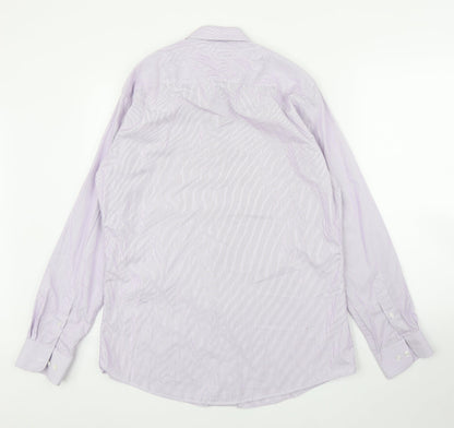 Mens UK Size 16 John Lewis Purple  Button-Up Long Sleeve Casual Shirt