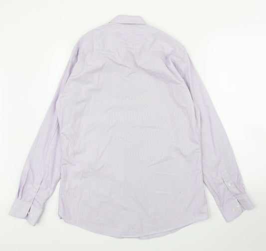 Mens UK Size 16 John Lewis Purple  Button-Up Long Sleeve Casual Shirt