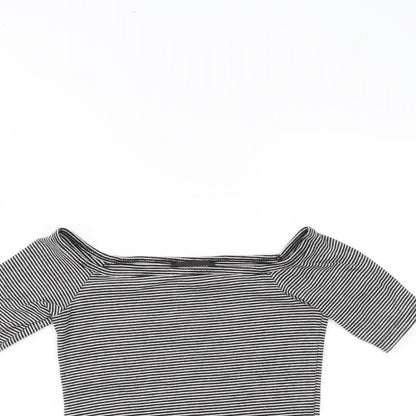 Primark Womens Black Striped  Basic Blouse Size 8