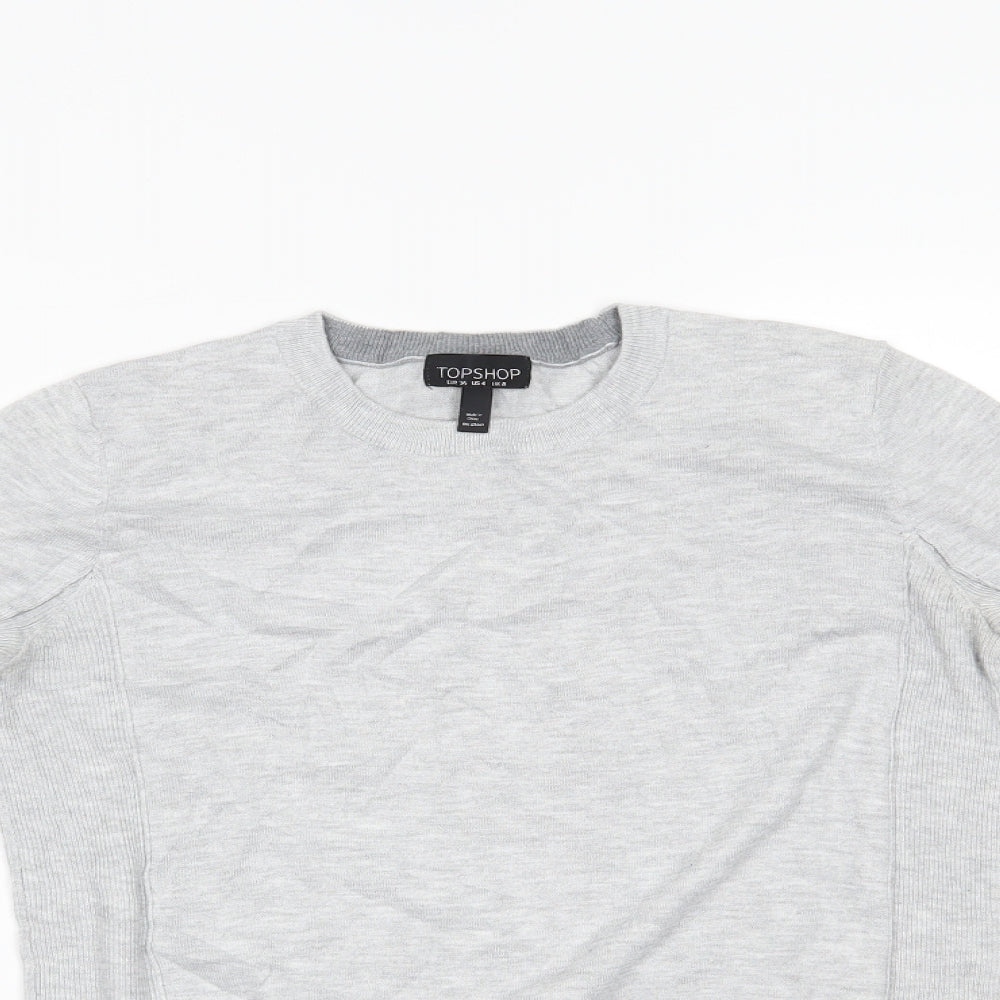 Womens UK Size 8 Topshop Grey Basic Blouse