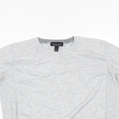 Womens UK Size 8 Topshop Grey Basic Blouse