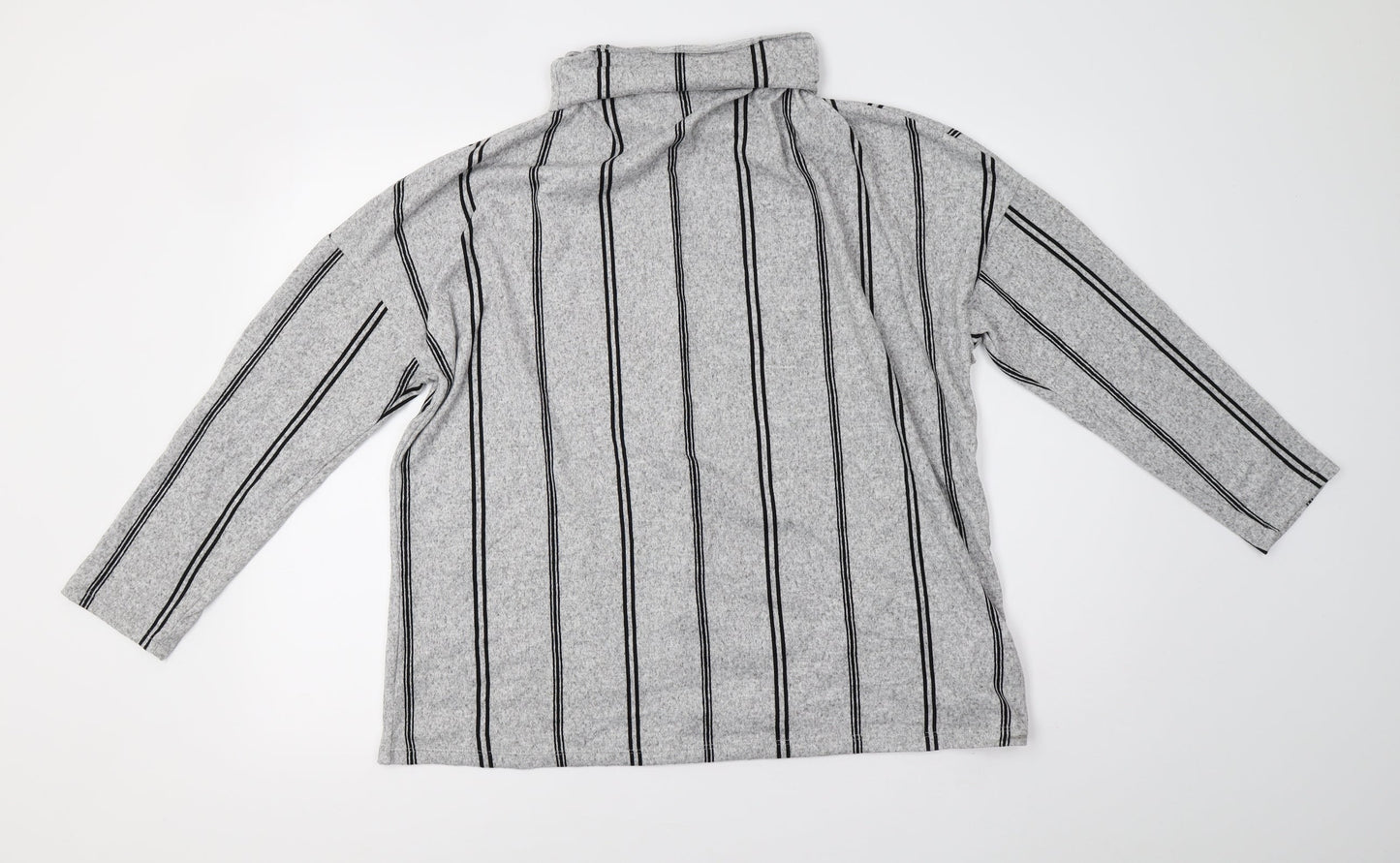 F&F Womens Grey Striped Knit Pullover Sweatshirt Size 16