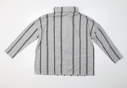 F&F Womens Grey Striped Knit Pullover Sweatshirt Size 16