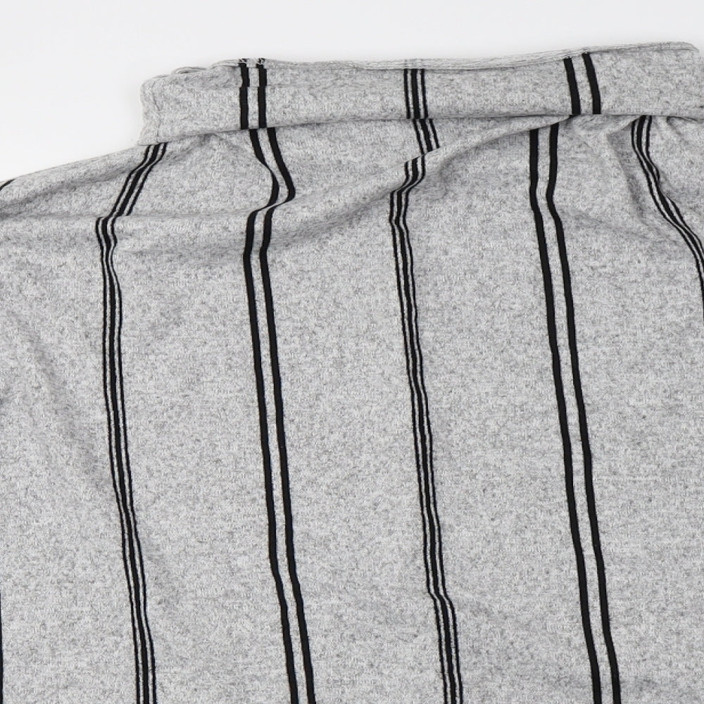F&F Womens Grey Striped Knit Pullover Sweatshirt Size 16