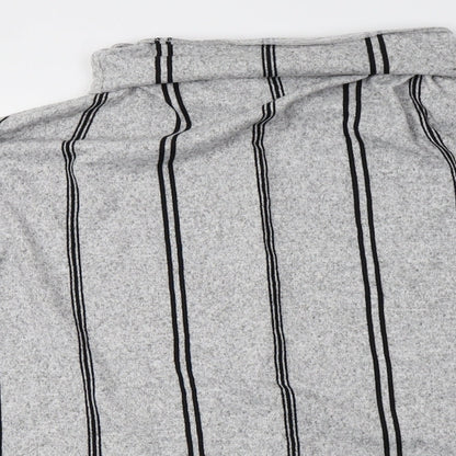 F&F Womens Grey Striped Knit Pullover Sweatshirt Size 16