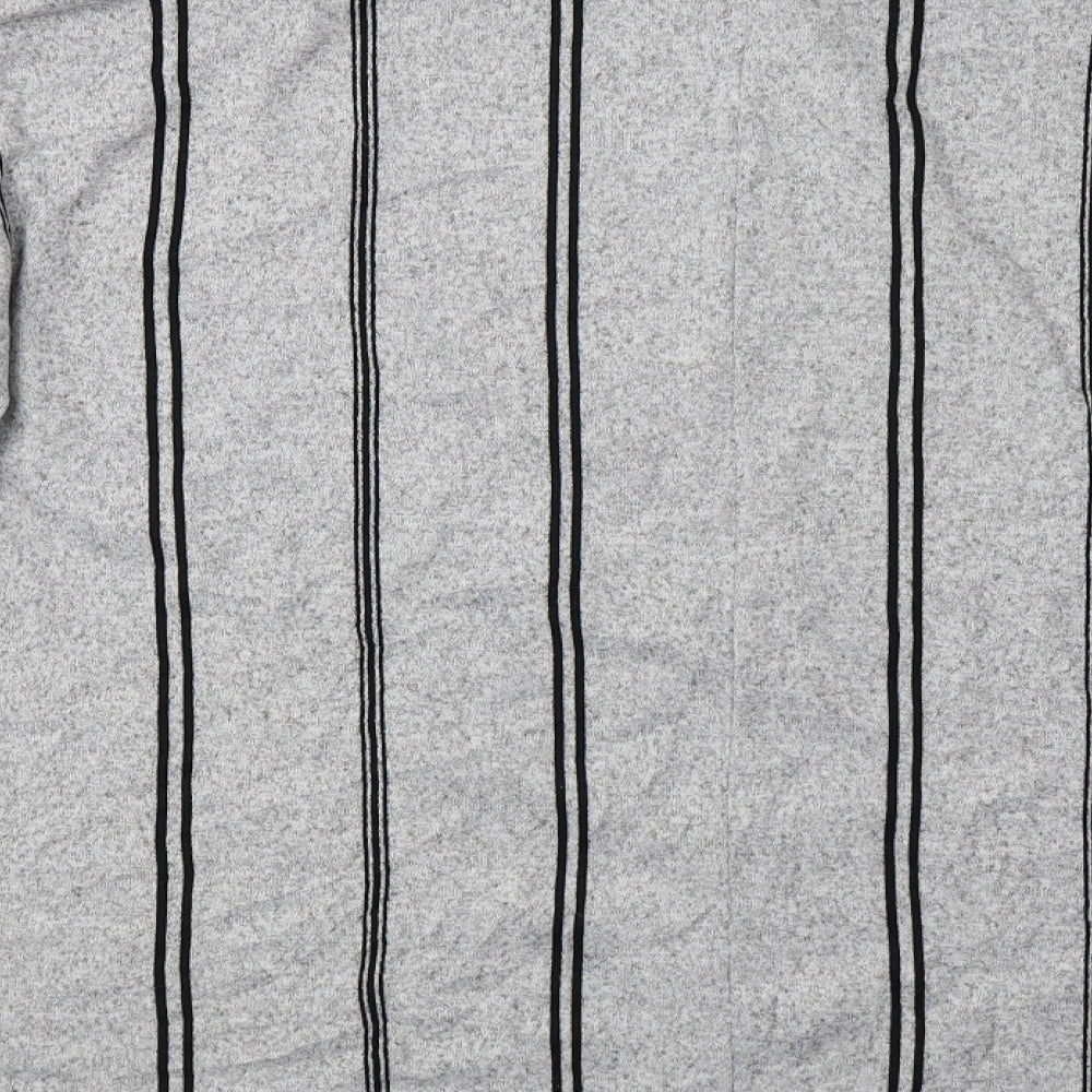 F&F Womens Grey Striped Knit Pullover Sweatshirt Size 16