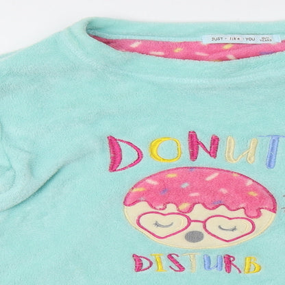 b&m Girls Pink Polka Dot Fleece  Pyjama Set Size 10-11 Years