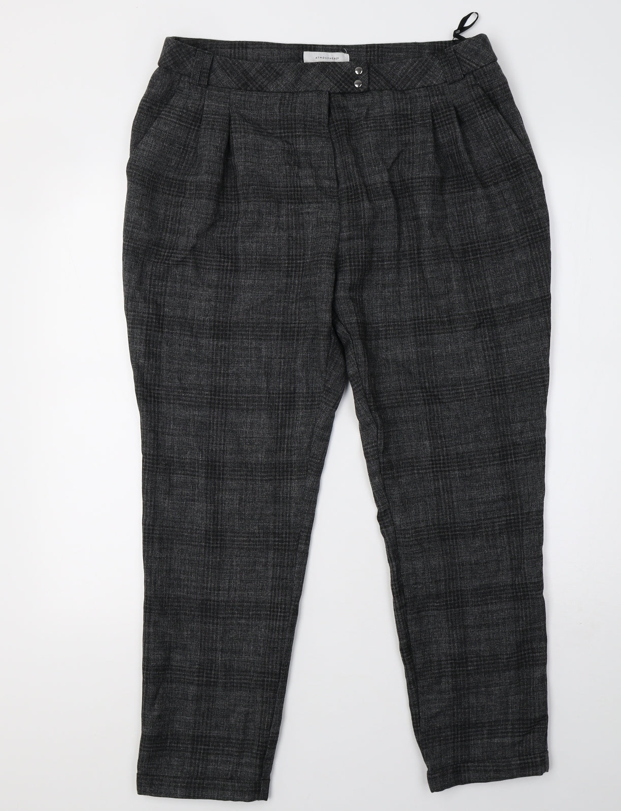 Primark Womens Grey Check  Trousers  Size 14 L28 in