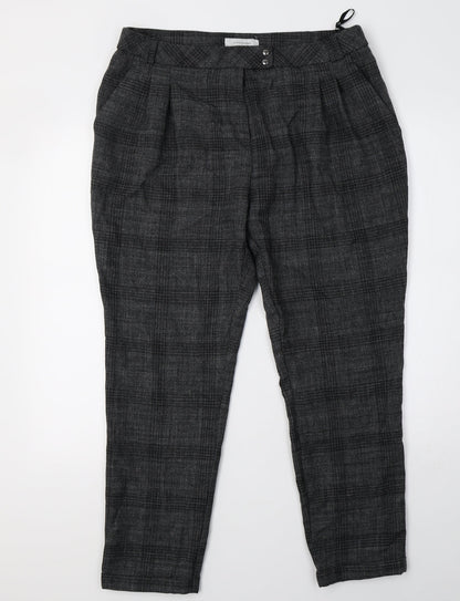 Primark Womens Grey Check  Trousers  Size 14 L28 in