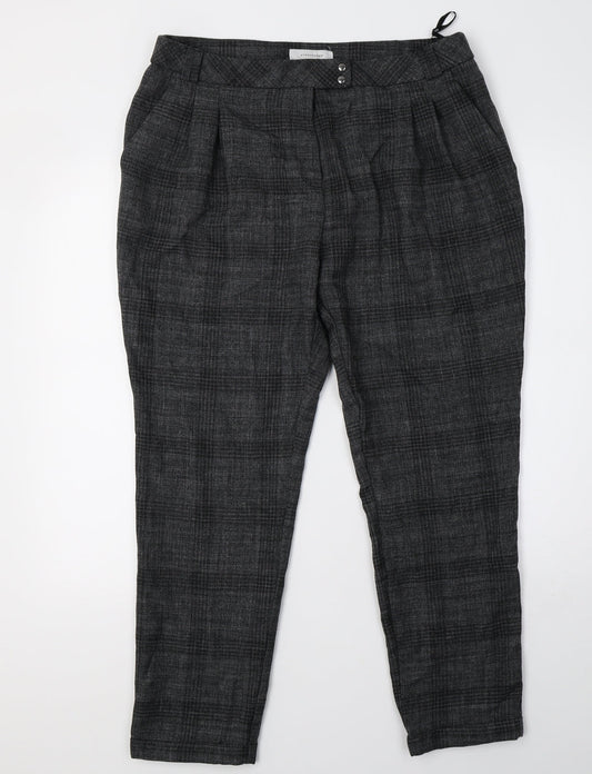 Primark Womens Grey Check  Trousers  Size 14 L28 in