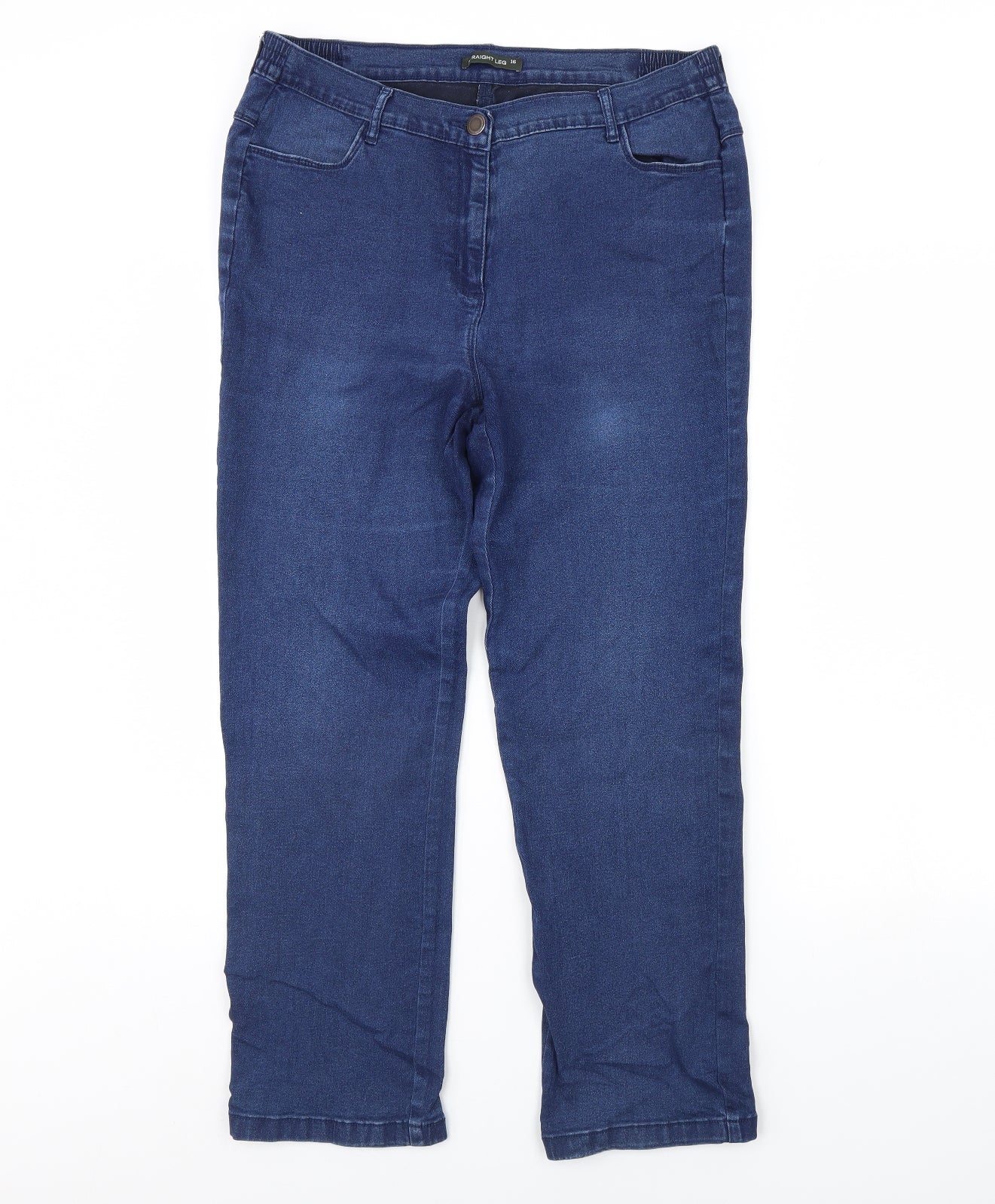 Womens UK Size 16 Preworn Regular Fit Straight Blue Jeans