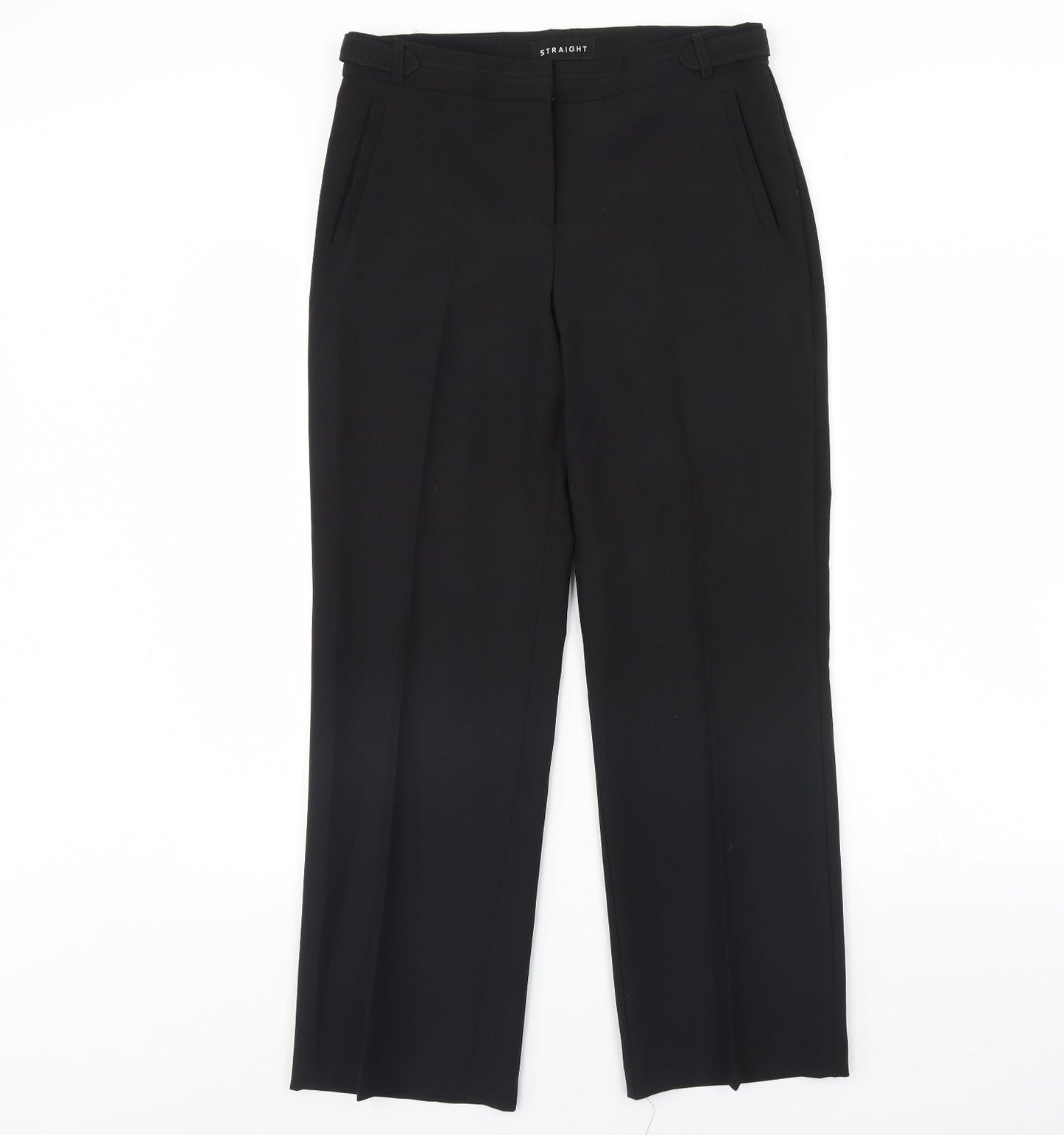 Womens UK Size 10 Peacocks Regular Fit Dress Pants Black Trousers