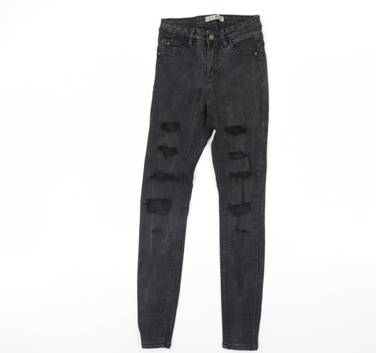 Denim & Co. Womens Black  Denim Skinny Jeans Size 8 L28 in