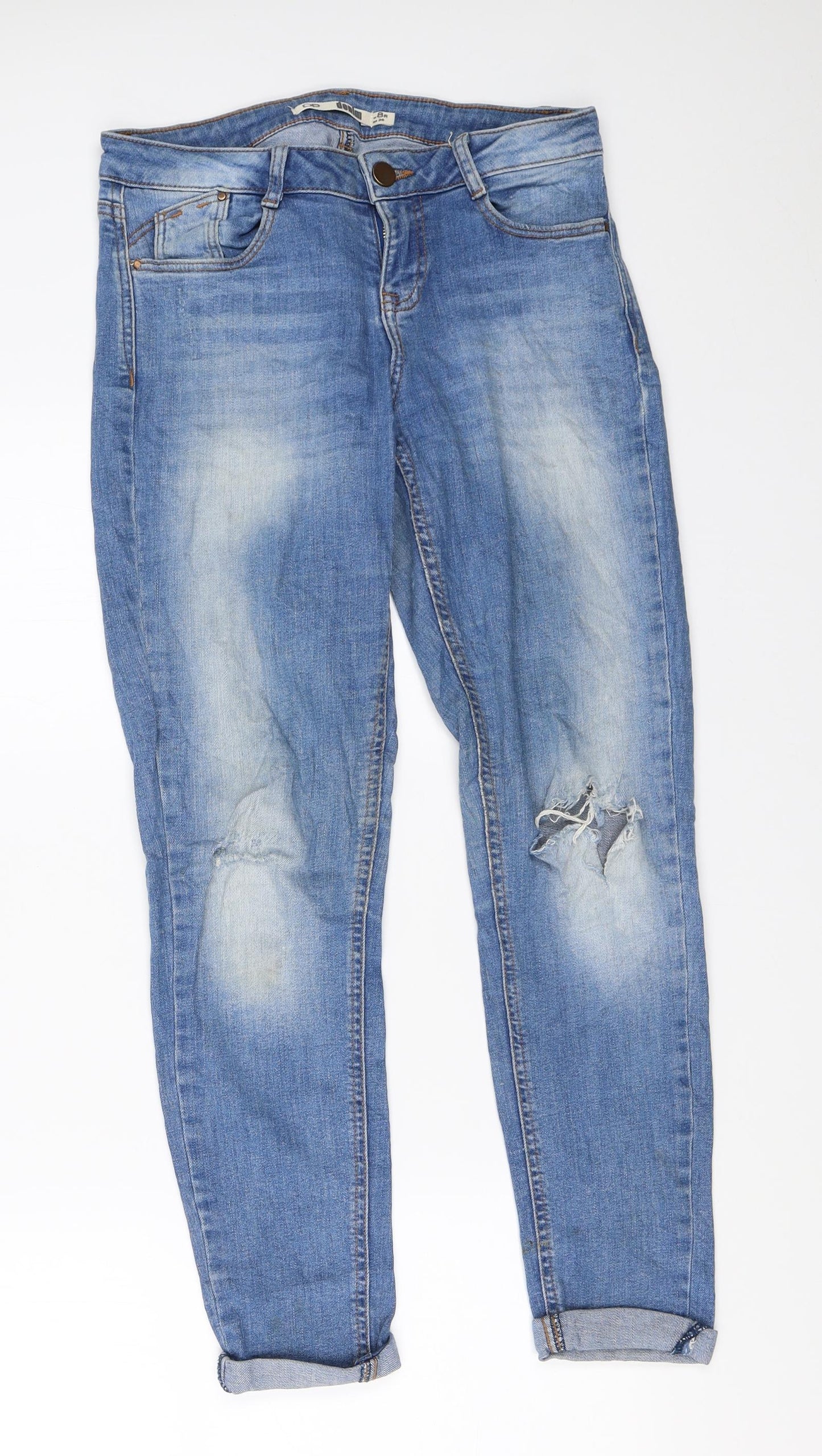 Dorothy Perkins Womens Blue  Denim Straight Jeans Size 8 L26 in