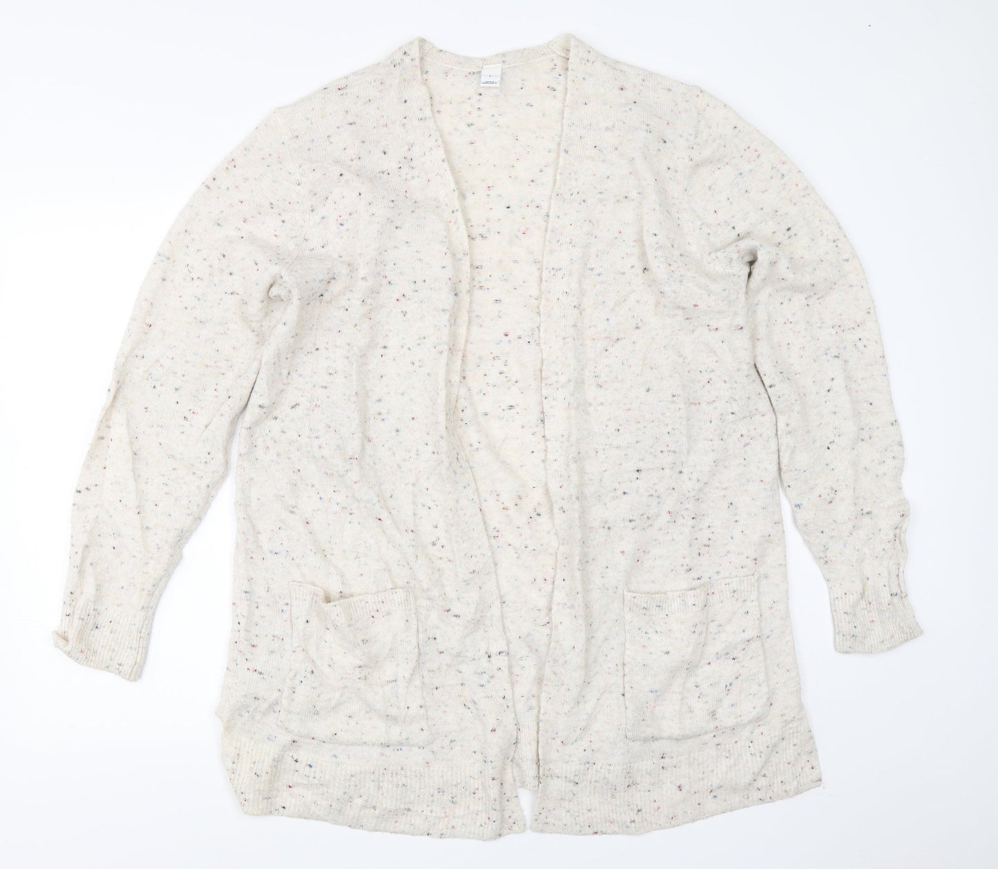 Womens UK Size L Preworn Beige Cardigan Jumper